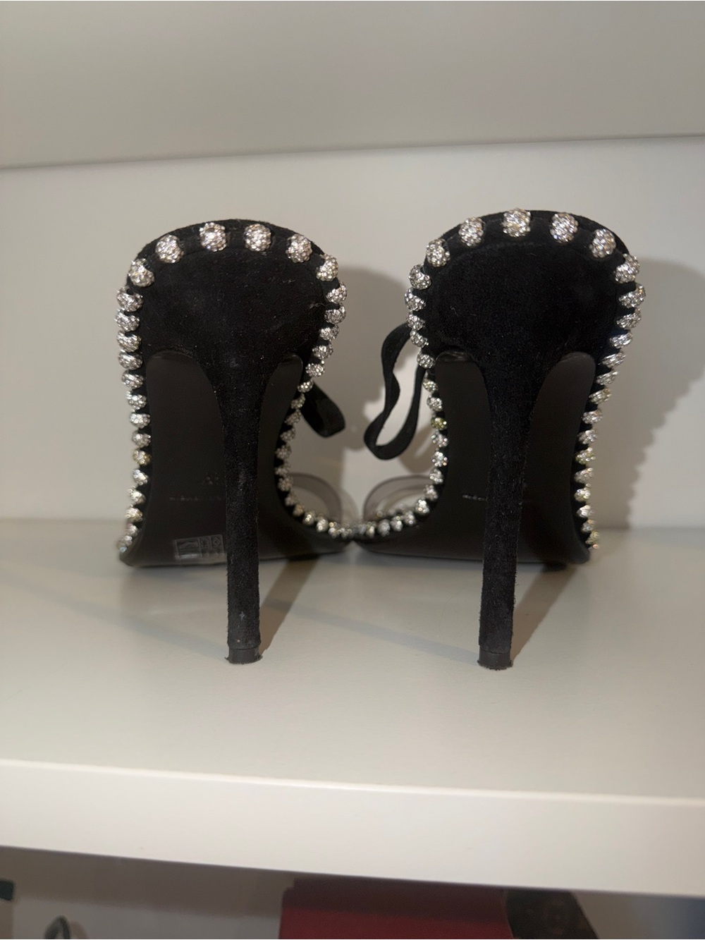 Alexander Wang Black Crystal-Embellished Clear-Strap Slide Sandals - Picture 3 of 4